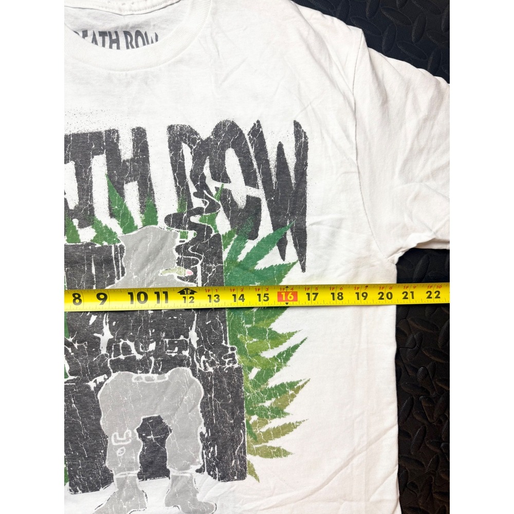 Death Row Records Mens White Graphic T-Shirt Electric Chair Logo Size M Hip Hop - Picture 3 of 6